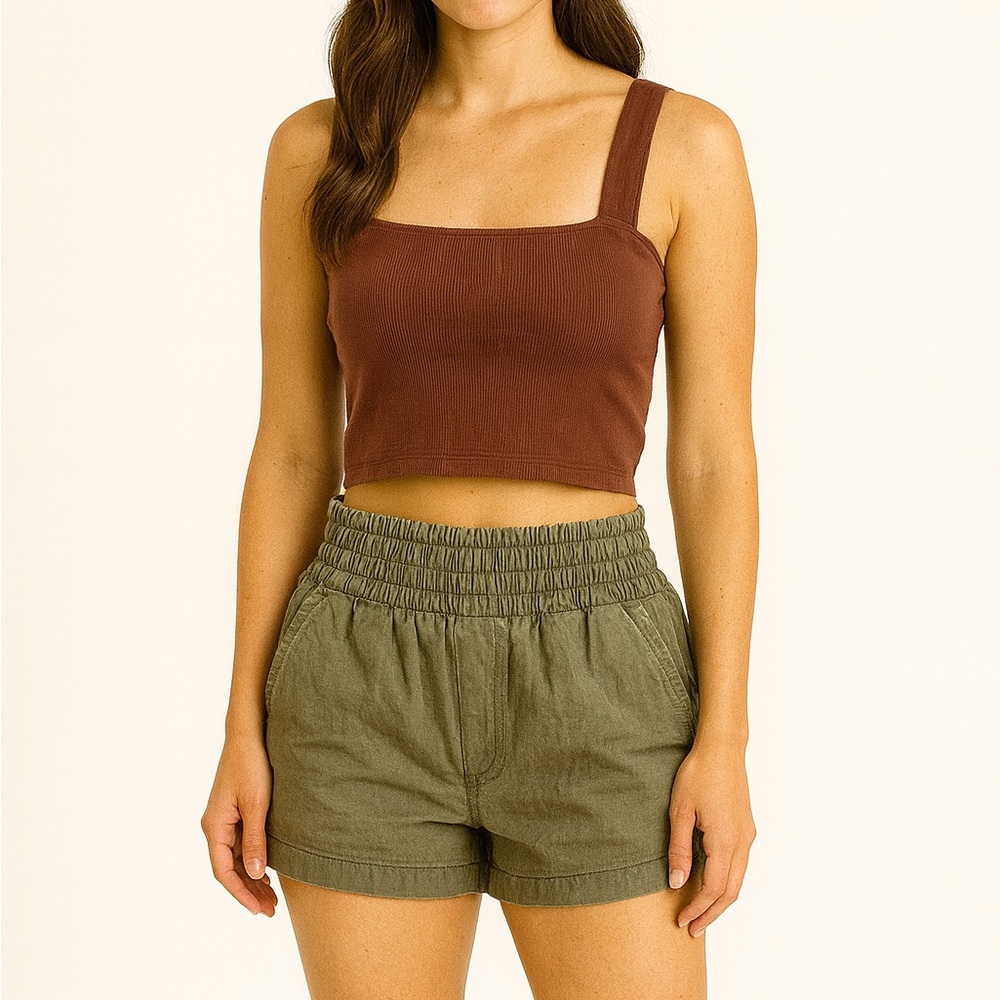 Abercrombie & Fitch Size Large Brown Ribbed Crop Top Tank Top